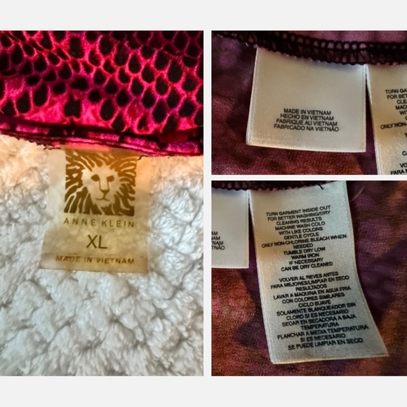 Anne Klein faux wrap top XL - pink and black snakeskin print, 3/4 sleeves - Picture 4 of 6